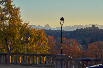 Boulevard of the Pyrénées in Pau, during autumn