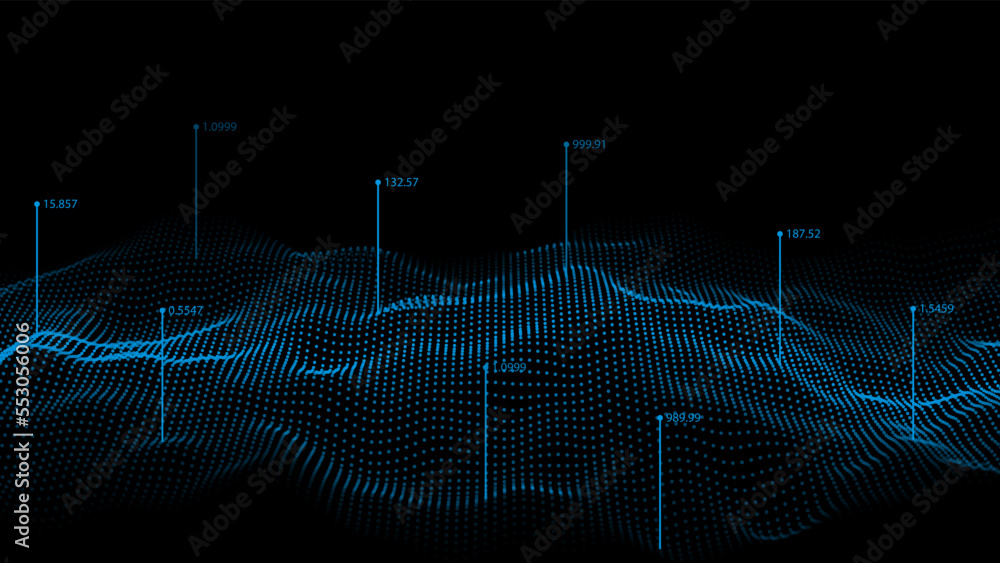 Aufkleber digital halftone blue wave with dots. the futuristic abstract structure. effect of data collection a