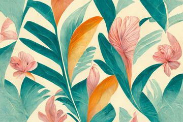 abstract floral tropical pattern as a background.AI generated