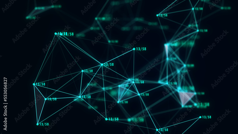 Poster network or internet connection technology. abstract background with hexagons, lines and numbers. big