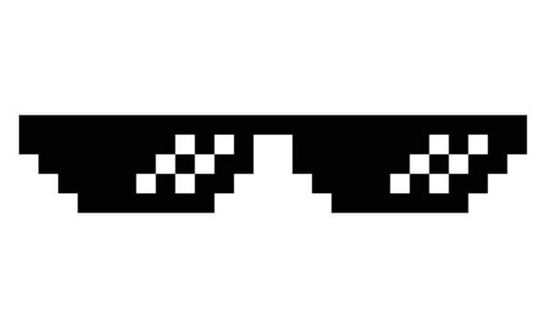 Pixel art sunglasses with white light reflection and transparent background - Powered by Adobe