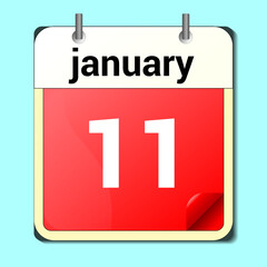 day on the calendar, vector image format, January 11