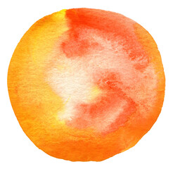 Red, yellow, orange Watercolor circle flow blot. Painting colors. Abstract texture stain on Png...