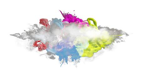 Ink pastel color smoke blot on Png transparent Abstract background.
