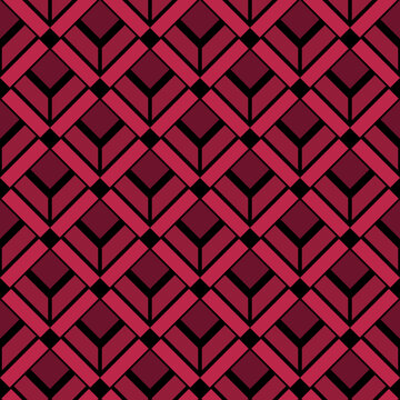 Art deco style background. Seamless geometric pattern. Trend color of the year 2023 viva magenta. Design texture elements for banners, covers, posters, backdrops, walls. Vector illustration.