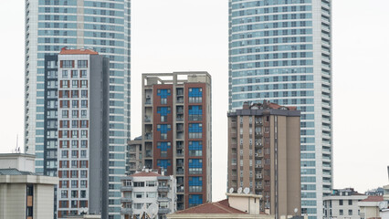 vertical urbanization. urban sprawl in Istanbul Turkey. High-rise buildings