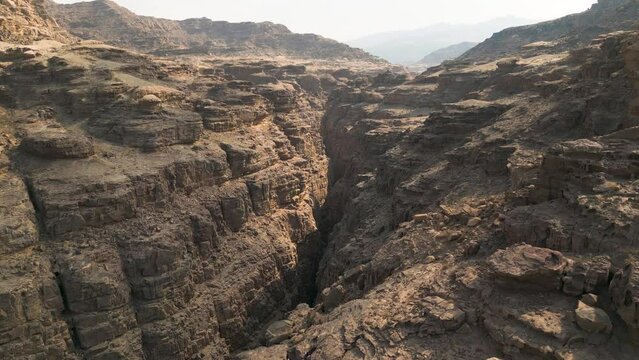 Aerial footage of Wadi Mujib canyon in Jordan