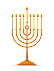 Hanukkah menorah icon isolated on white background. Religion icon. Hanukkah traditional symbol. Flat vector illustration isolated on white background.