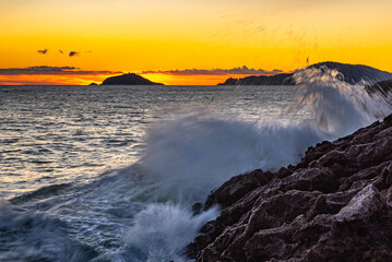 mare, Liguria, tramonto al Tino 