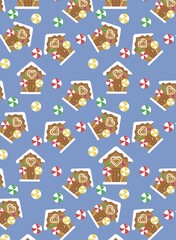 pattern with christmas gingerbread house