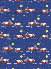 seamless pattern with winter house 