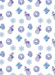 set of snowflakes and christmas toy 