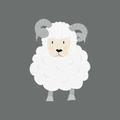 Cute sheep ram. Funny cartoon character for children design or easter cards. Eid-Ul-Adha

