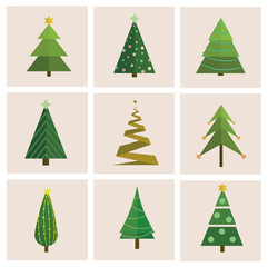 Set of diffrent, vector christmas tree.  Can be used for greeting card, invitation, banner, web design.
