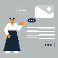 Technology future concept. Vector people flat illustration. Ideal for social media and business presentations, user interface, UX, graphic and web design, apps and interfaces. EPS 10