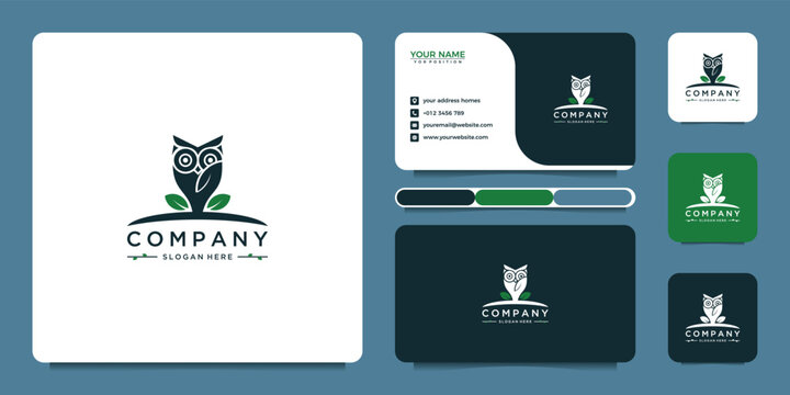 owl design inspiration with flowers and business card