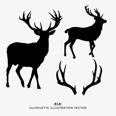 elk views silhouette vector illustration