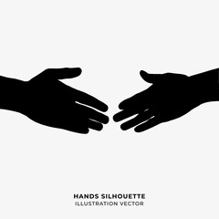  touching hands silhouette vector illustration