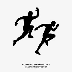 people running silhouette vector illustration