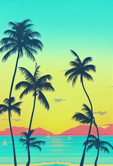 Obraz na płótnie Canvas retrowave palm beach