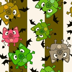 Halloween animals seamless bats pattern for wrapping paper and kids clothes print and fabrics and linens