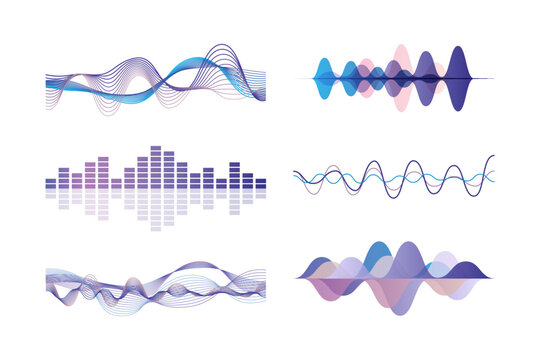 Sound Waves and Frequency Audio Waveform and Voice Graph Signal Vector Set