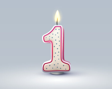 Happy Birthday years anniversary of the person birthday, Candle in the form of numbers one of the year. Vector