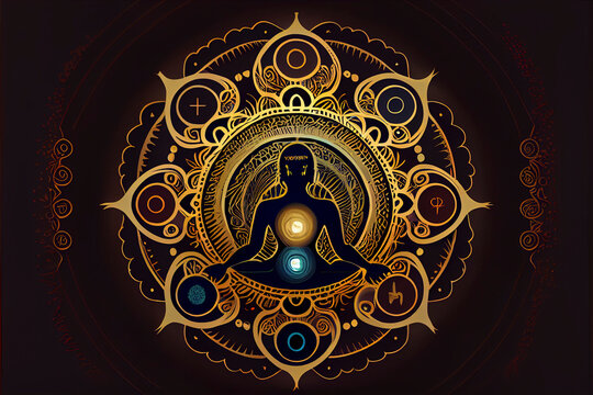chakras colorful mandala for creative design for yoga
