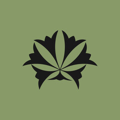 Fototapeta na wymiar Marijuana as a logo design. Illustration of marijuana as a logo design on a green background