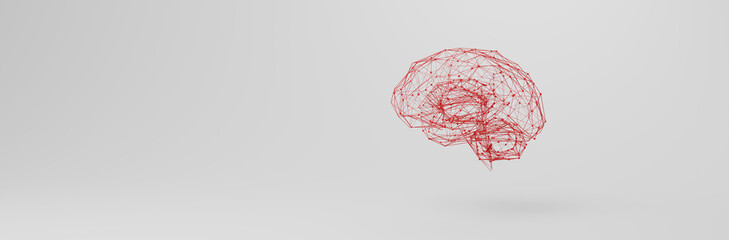 Abstract 3D Illustration of a human brain with space for title or compositing