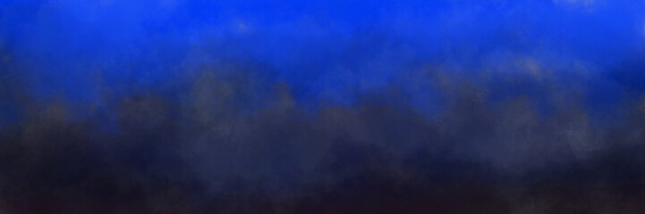 Black smoke wisps or hazy fog on blue background, light blue cloudy sky texture, abstract banner design
