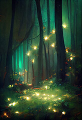 Night in the Magical forest