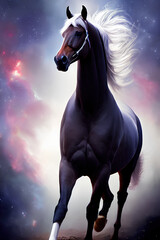 Obraz na płótnie Canvas Portrait of a beautiful, strong horse. Generative AI