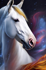 Naklejka premium Portrait of a beautiful, strong horse. Generative AI