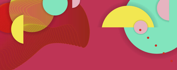 Lines and dots New Abstract background on real pink Viva Magenta color futuristic elements banner geometric pink gradient