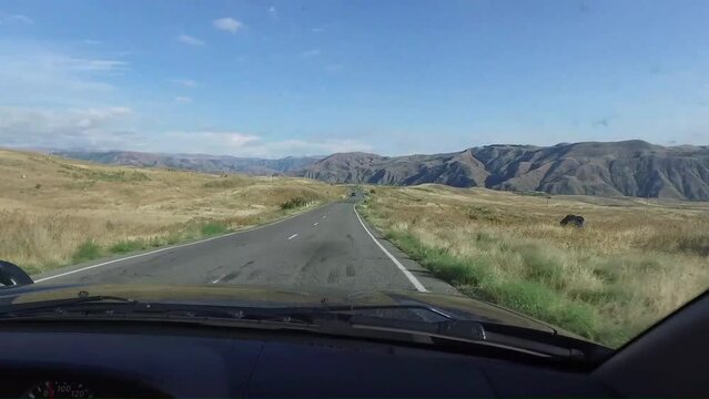 Driving along the highways of the Armenian countryside
