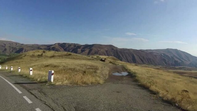 Driving along the highways of the Armenian countryside