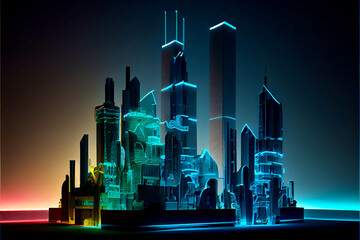 Generative AI abstract render of a fantasy skyline