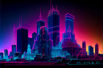 Obraz premium Generative AI abstract render of a fantasy skyline