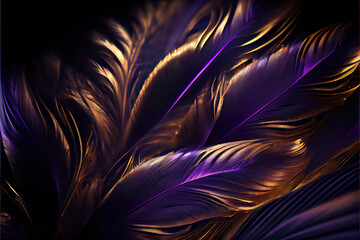 purple and gold feathers background as beautiful abstract wallpaper header