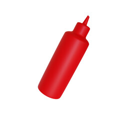 Red bottle for ketchup. Cartoon style. Fast food concept. 3D rendering.