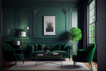 luxury green living room interior