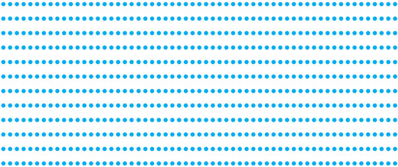 Blue dot pattern on white background. Straight dot pattern for backdrop and wallpaper template. Simple classic polka dot lines with repeat stripes texture. Polka background, vector illustration