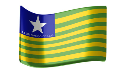 3d Flag of the state of Piauí in Brazil with reflections and shadows