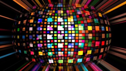 Obraz premium Colorful pixels on rotating sphere