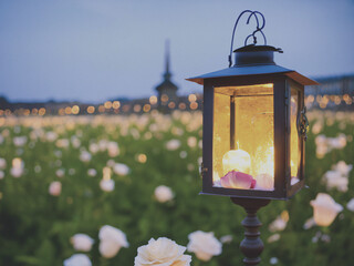 lantern with flowers