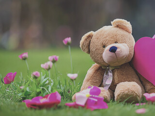 teddy bear with flowers