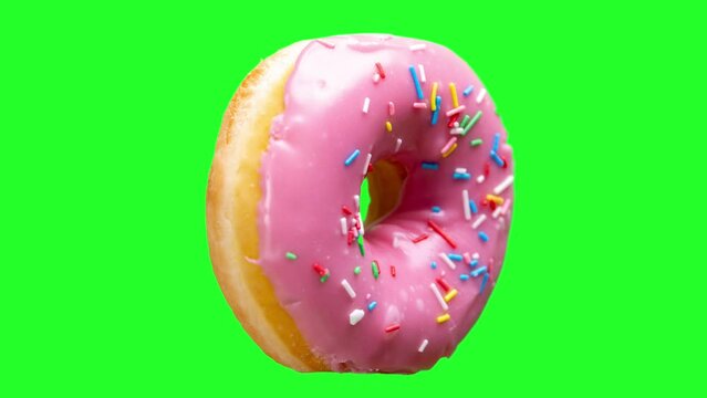 Donut against green screenbackground