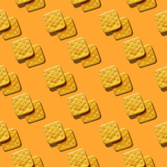 Crackers on orange background