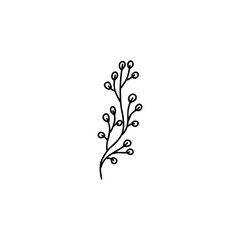 Doodle flower tattoo. Outline floral sketches. Vector hand drawn vintage flowers collection
